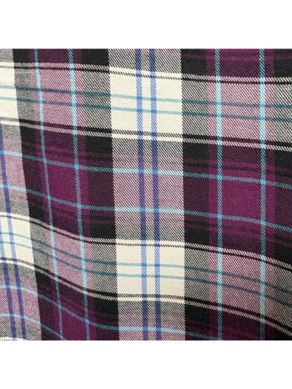 Le Tigre Purple Plaid Flannel Button Front Long Sleeve Shirt - Picture 7 of 14